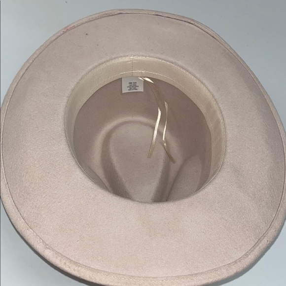 Elegant Pale Pink / Cream Fedora Hat ladies one size 100% wool - preowned - Picture 5 of 9